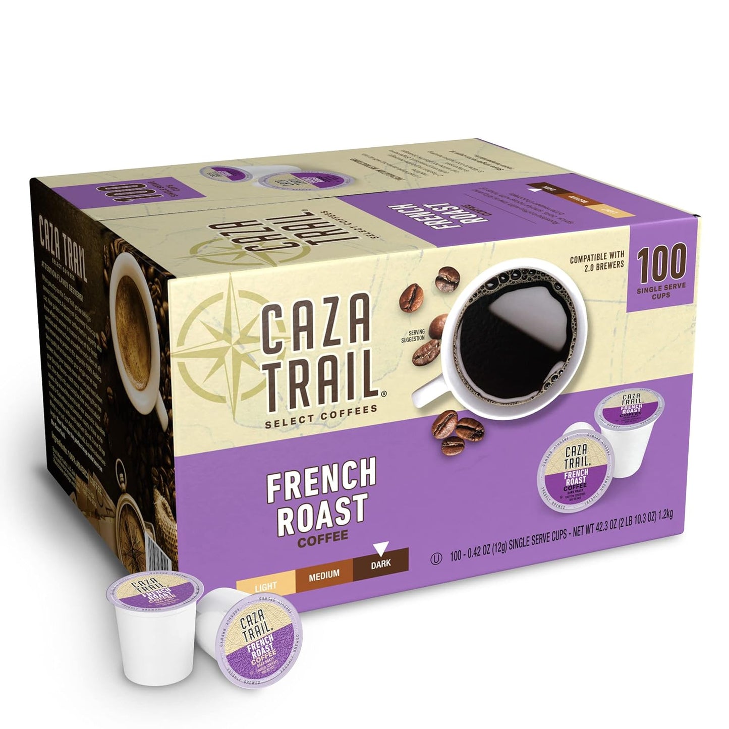 Caza Trail Coffee Pods French Roast Bold Dark Roast Flavor