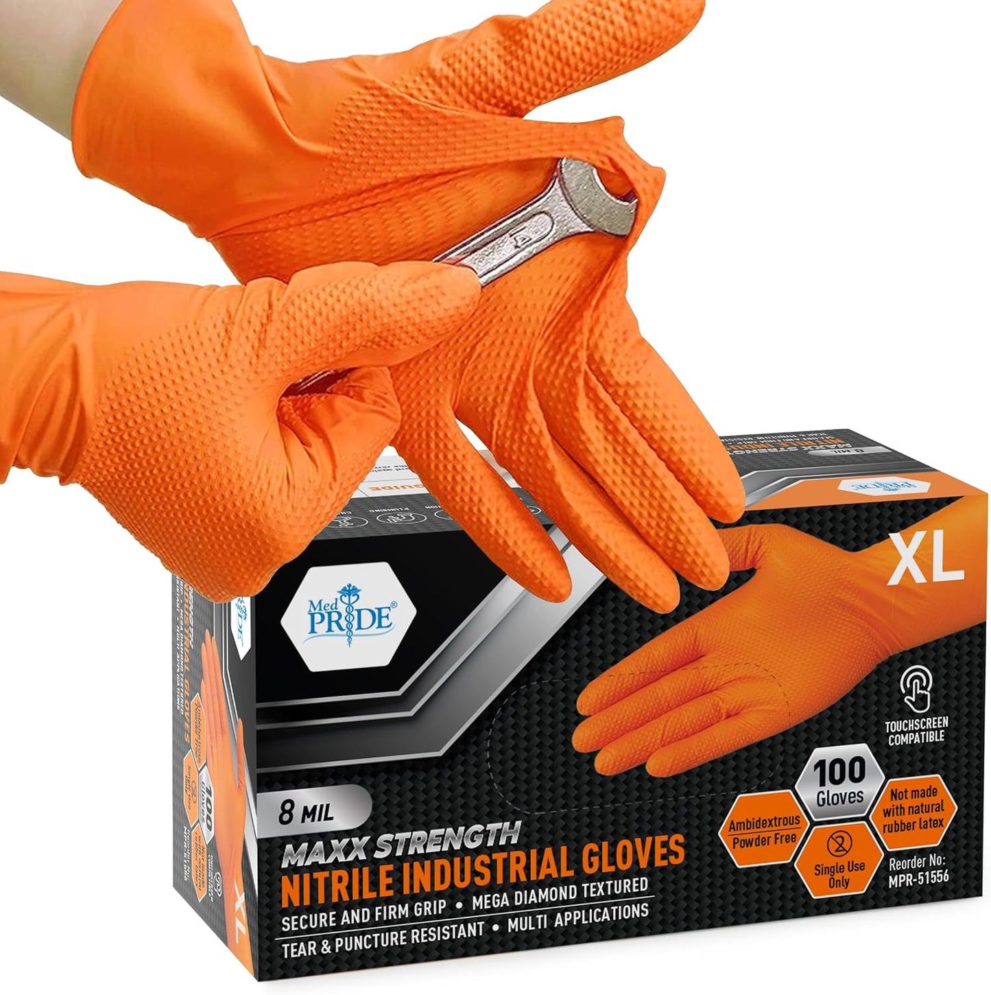Maxx Strength Nitrile Gloves - Heavy-Duty 8 Mil, Tear-Resistant