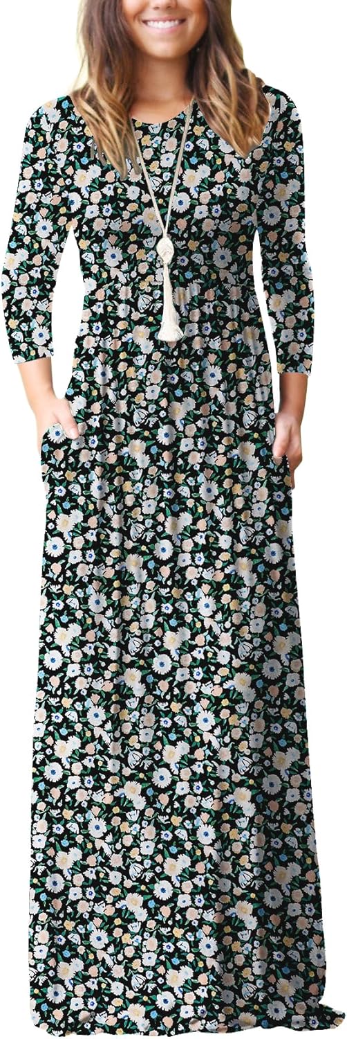 GRECERELLE Women Long Sleeve Maxi Dress with Pockets for All Occasions
