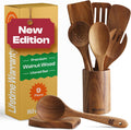 Premium Walnut Wooden Spoons Set of 9 for Non-Toxic Cooking