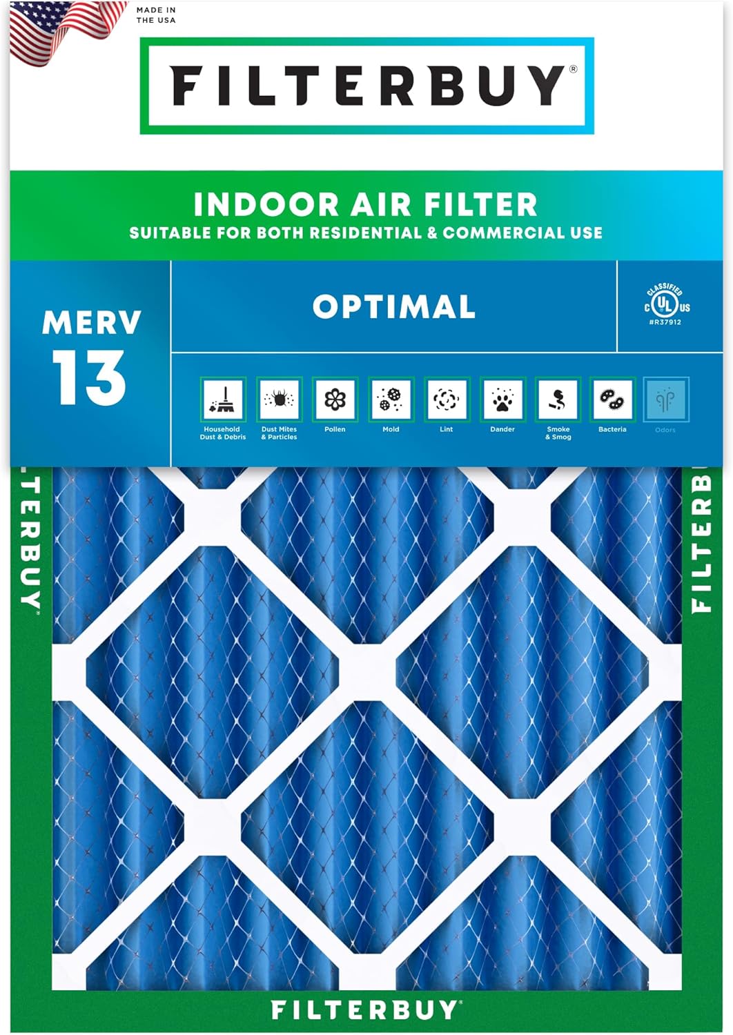 Filterbuy 20x23x4 Air Filter MERV 13 for Smoke & Allergy Defense