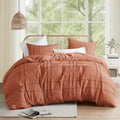 Comfort Spaces Clay Queen Size Pintuck Duvet Cover Set - Soft, All