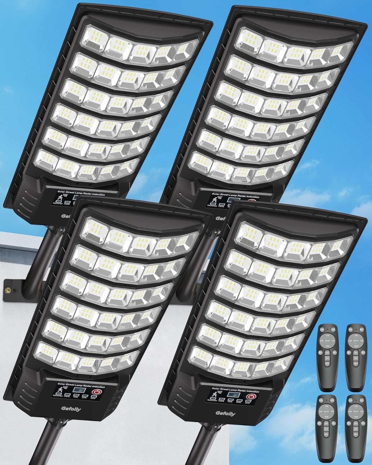 Gefolly Solar Street Lights Outdoor for Parking Lot Security