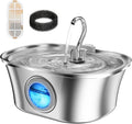 Cat Water Fountain with Water Level Window - Quiet Stainless Steel