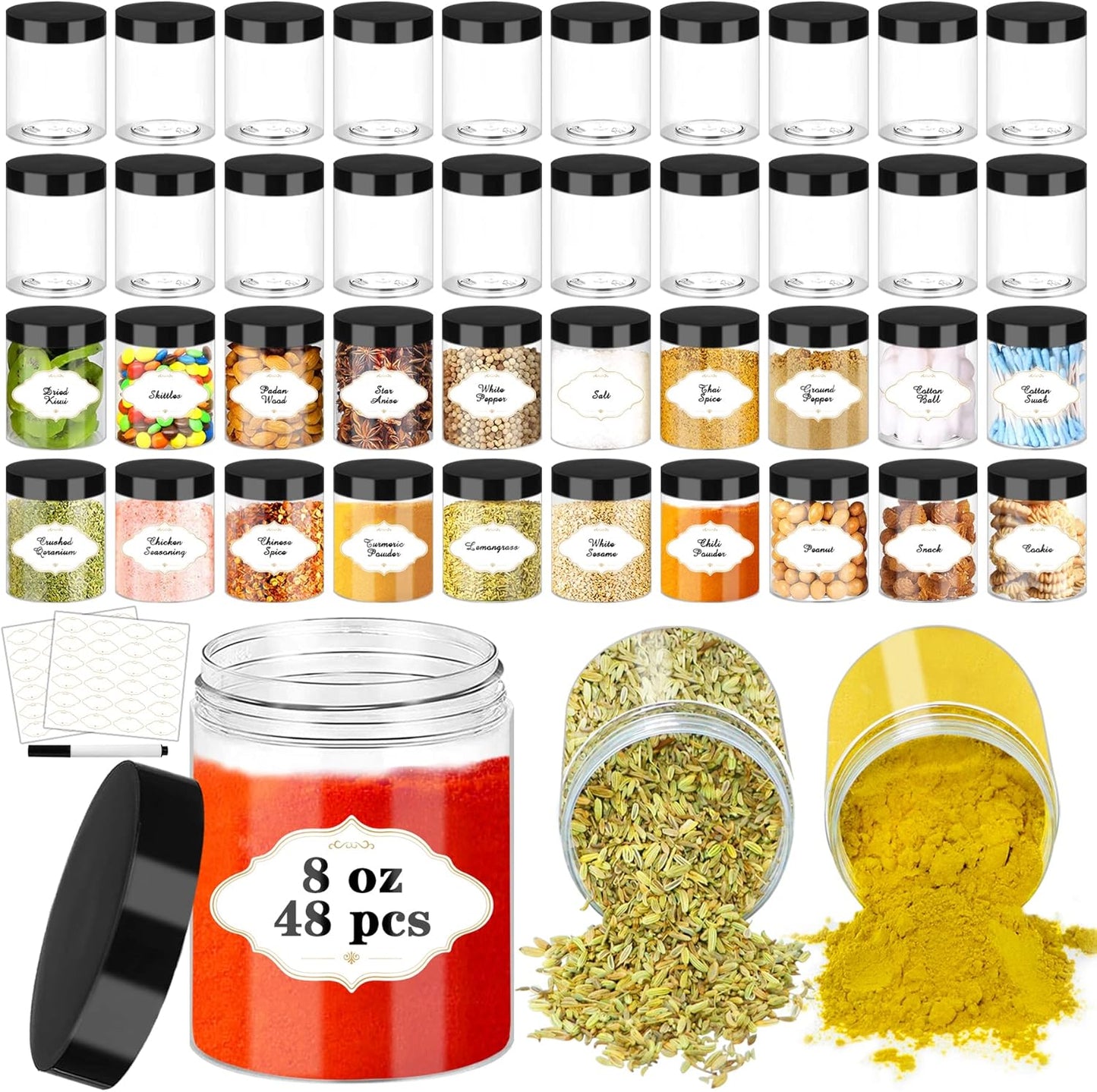 8 OZ Plastic Jars with Lids for Slime and Food Storage Needs