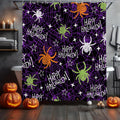 Purple Spider Web Halloween Shower Curtain 72x72 in - Washable Fabric