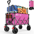 Collapsible Wagon Cart 150L Foldable Beach Wagon - Wide Wheels for All