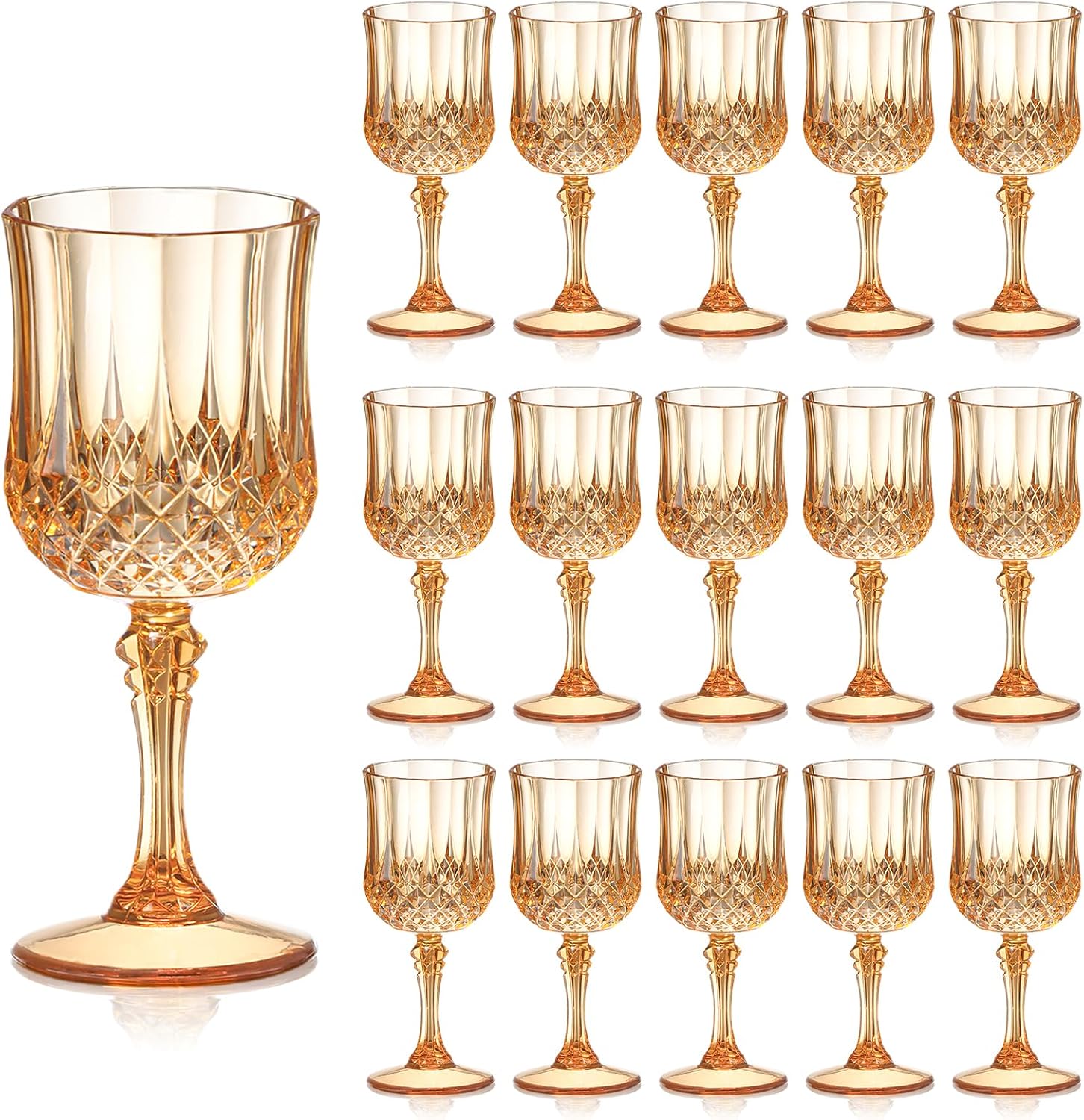 Vintage 7oz Plastic Wine Glasses Set of 16 for Stylish Entertaining