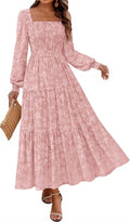 KIRUNDO Wedding Guest Dresses Long Sleeve Floral Maxi Dress