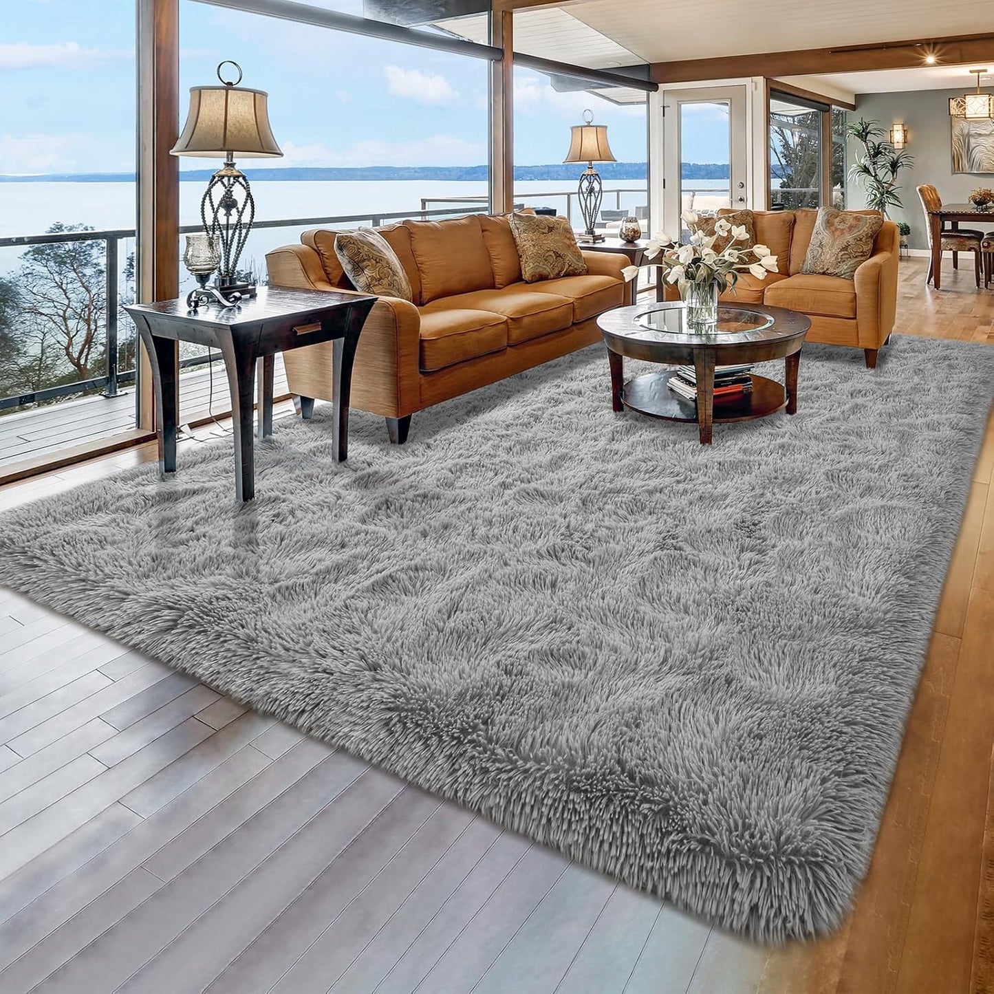 Shag Area Rug for Bedroom, 5x8 Feet Fluffy Plush Carpet