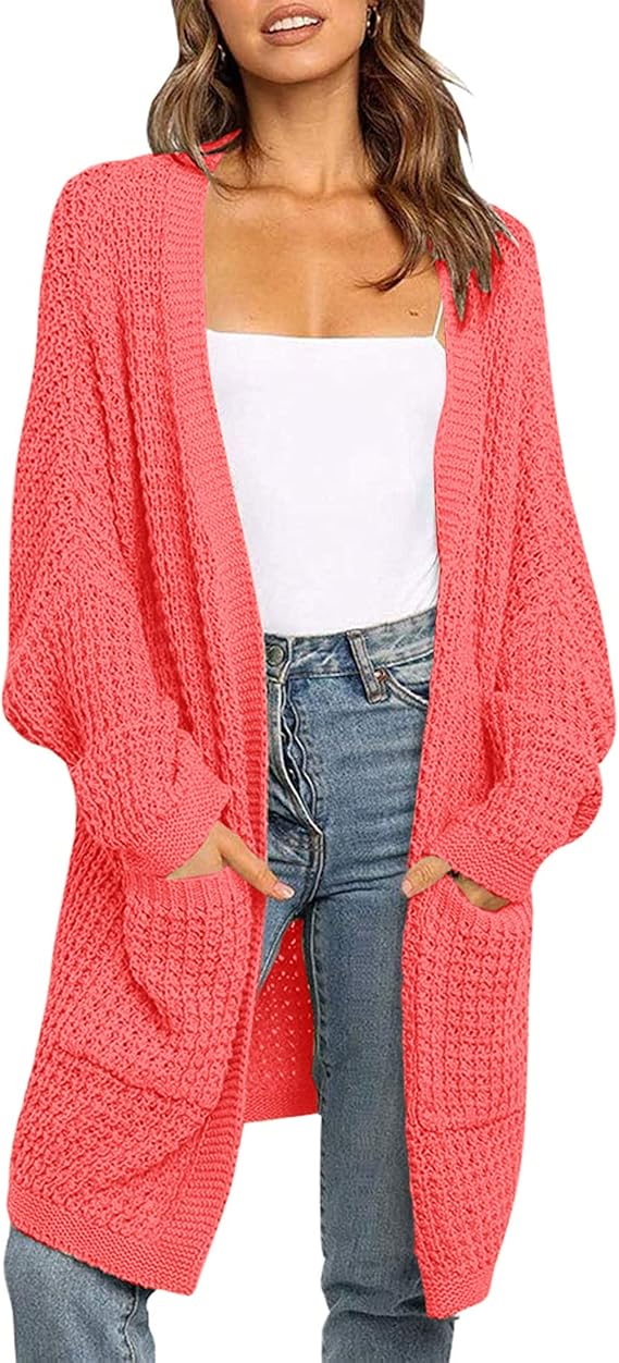 ZESICA Women's 2023 Fall Long Batwing Sleeve Chunky Cardigan