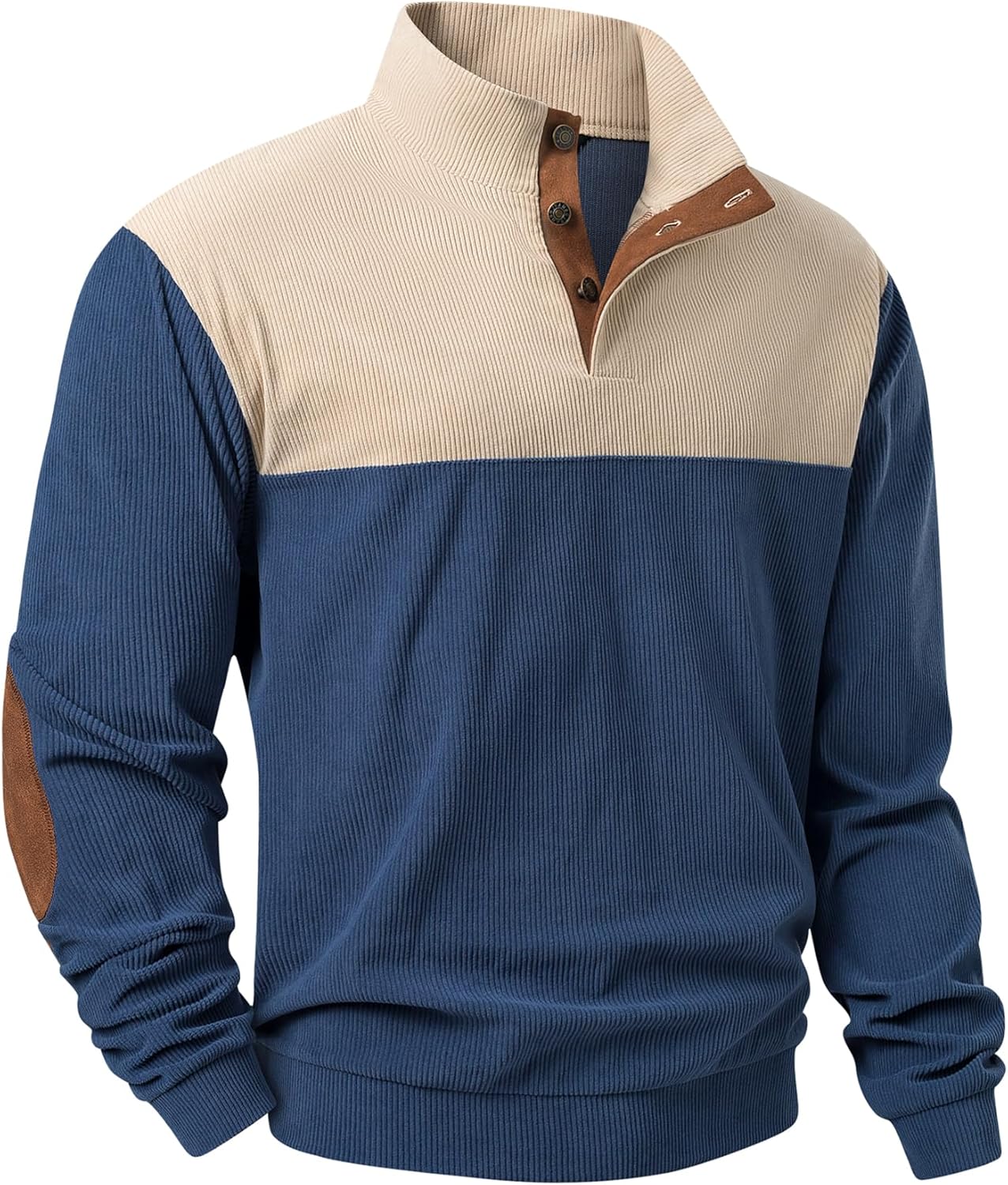 JMIERR Mens Warm Corduroy Sweatshirt with Stand Collar Design