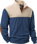 Corduroy Quarter Button Pullover Sweatshirt - Warm Fall Staple Unique