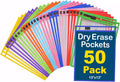 Dry Erase Pockets 50 Pack 10 x 13 Reusable Sleeves - Classroom Ready
