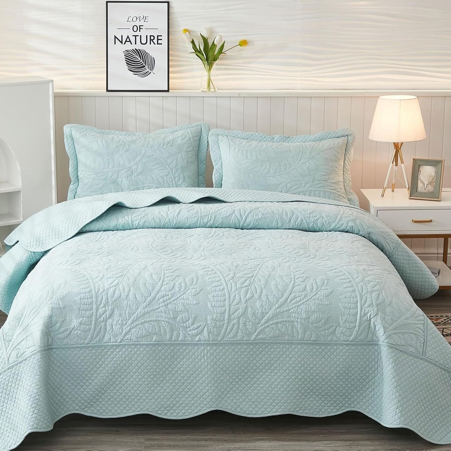 MarCielo 3-Piece Oversized Cotton Bedspread Set for Comfort