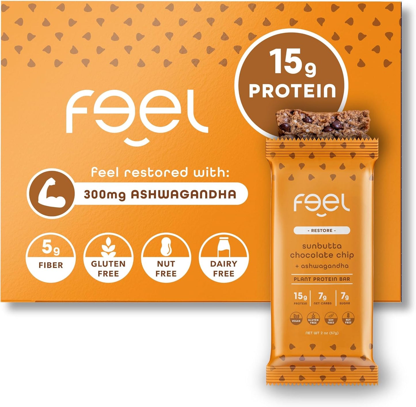 Feel Vegan Protein Bars with Choco Chip - Keto & Gluten Free