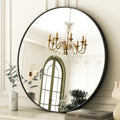 30 Inch Round Bathroom Mirror - Black Metal Frame for Vanity