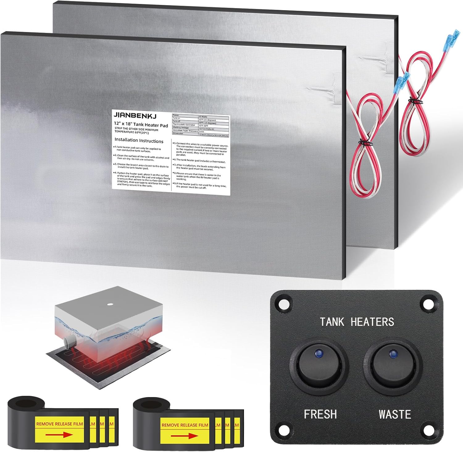 RV Holding Tank Heater Pad with Automatic Thermostat for Winter