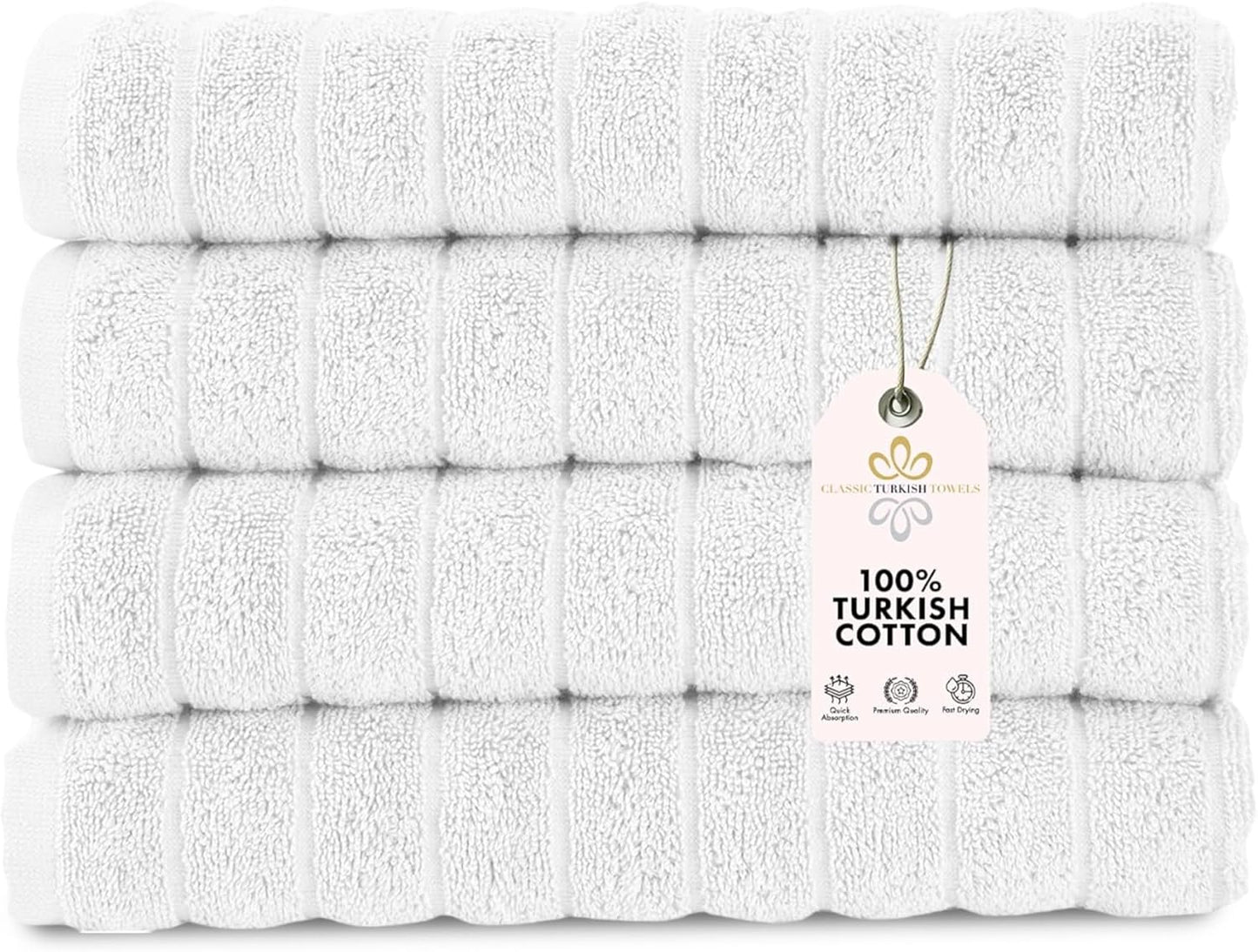 Classic Turkish Towels Luxury Hand Towels Set of 4 for Bathroom