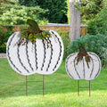 Metal Pumpkin Garden Stakes - Hand-Painted White Pumpkin Yard Sign