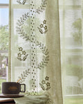 Linen Sheer Curtains for Living Room with Floral Embroidery