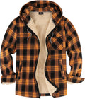 Mens Sherpa Lined Fleece Plaid Shirt Jacket - Warm Heavyweight Zip