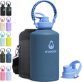 1 Gallon Water Bottle with 2 Lids - Insulated Dark Blue Bottle