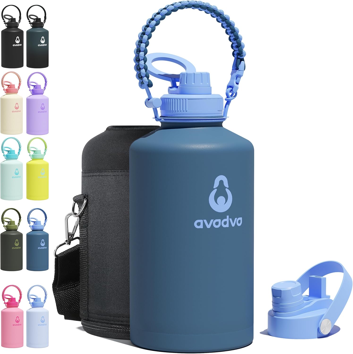 1 Gallon Insulated Water Bottle with Dual Lids for Travel