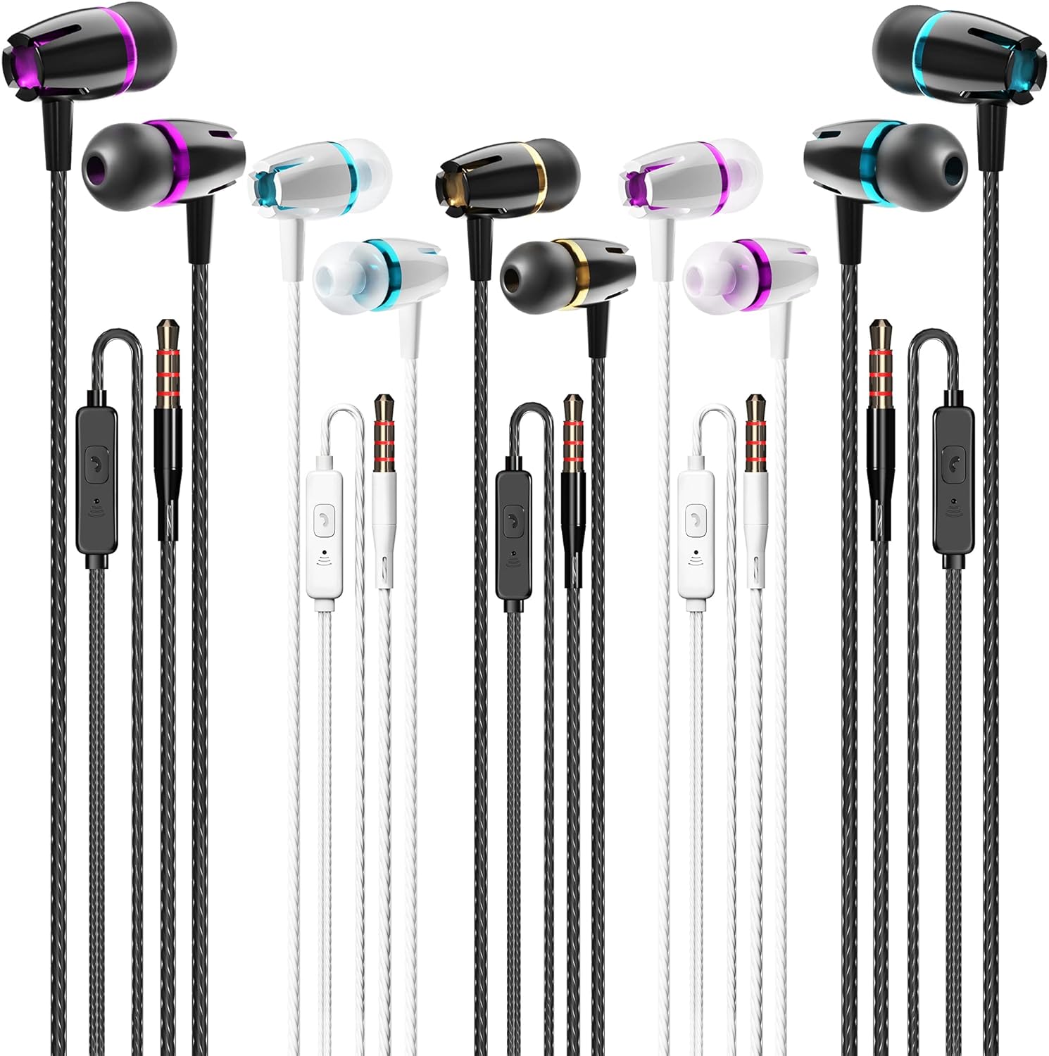 Kirababy 3-Pack In-Ear Earphones: Clear Sound & Multi-Device Compatibility