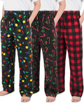 Boys Fleece Pajama Pants 3 Pack - Soft Warm Plaid Lounge Bottoms
