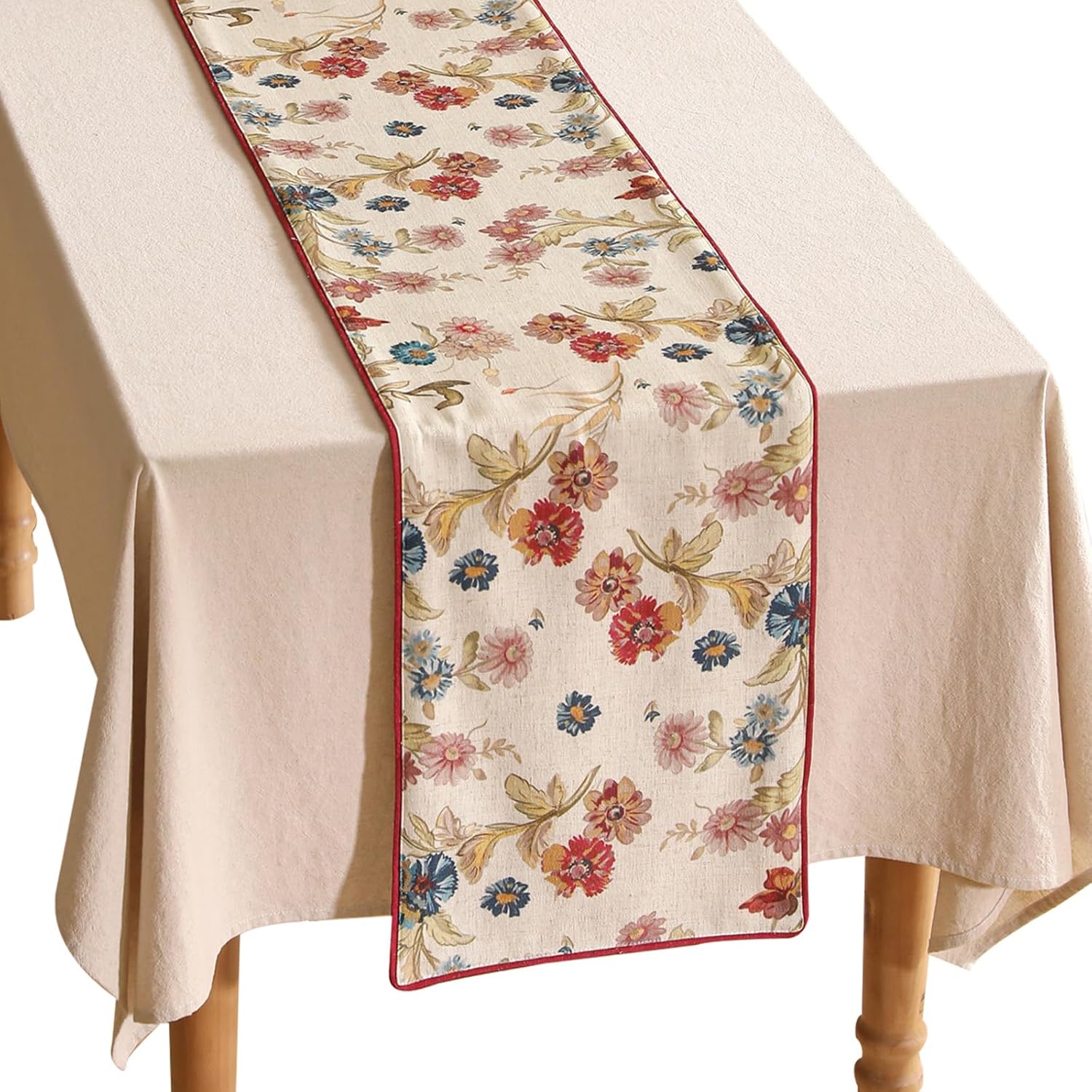 Designer Farmhouse Linen Thick Table Runner for Rustic Decor