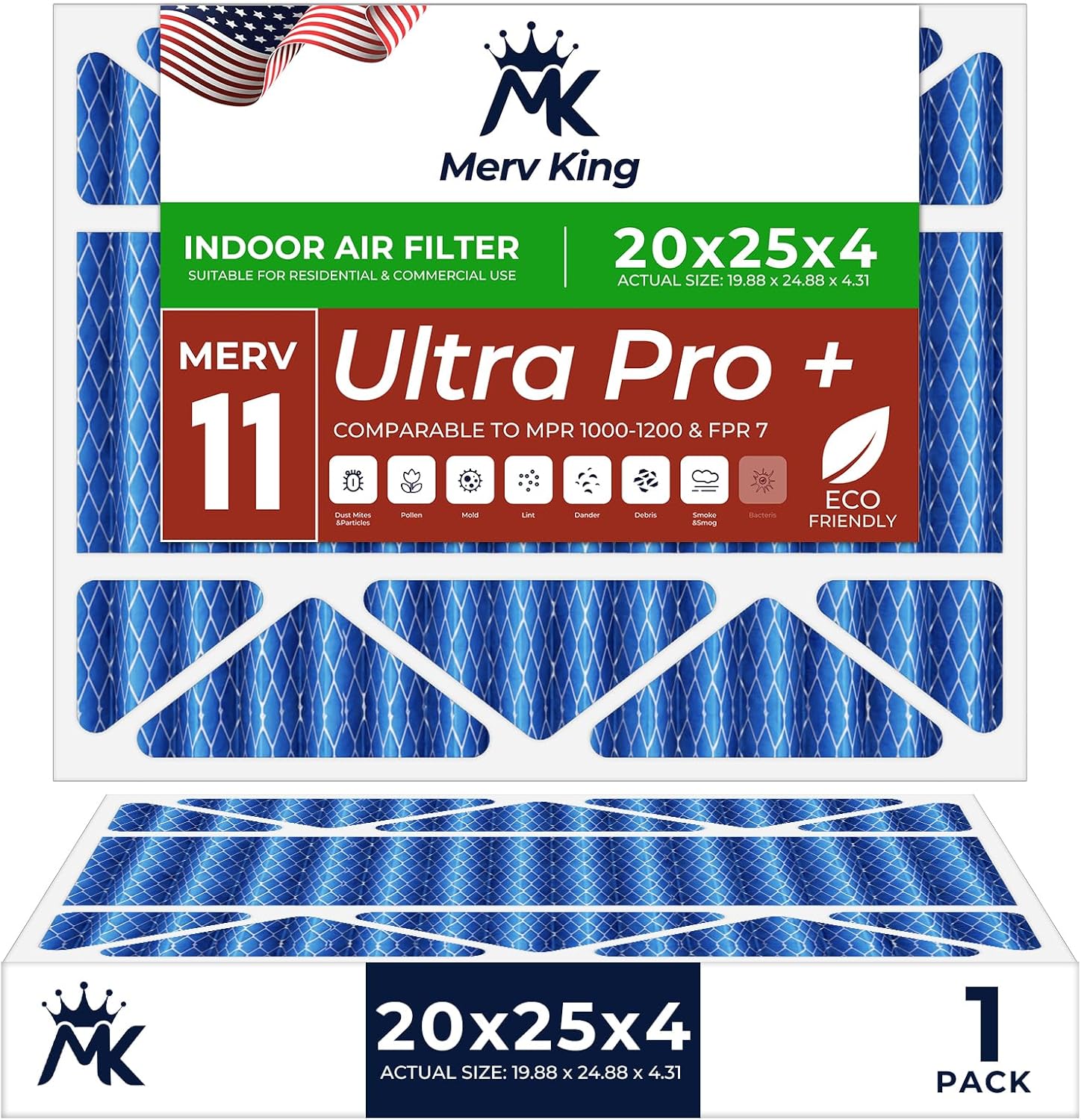 MervKing 20x25x4 Air Filter for HVAC, Furnace, and AC Systems