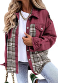 Oversized Denim Plaid Shacket Jacket - Casual Boyfriend Fit