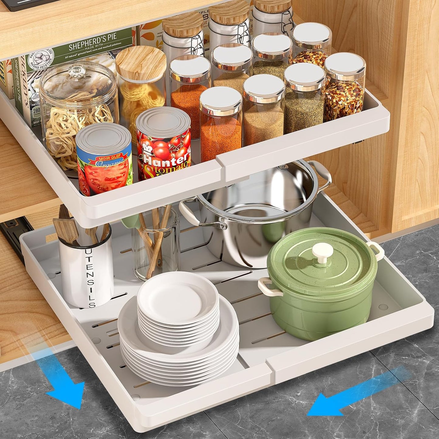 Pull Out Cabinet Organizers for Kitchen and Bathroom Storage
