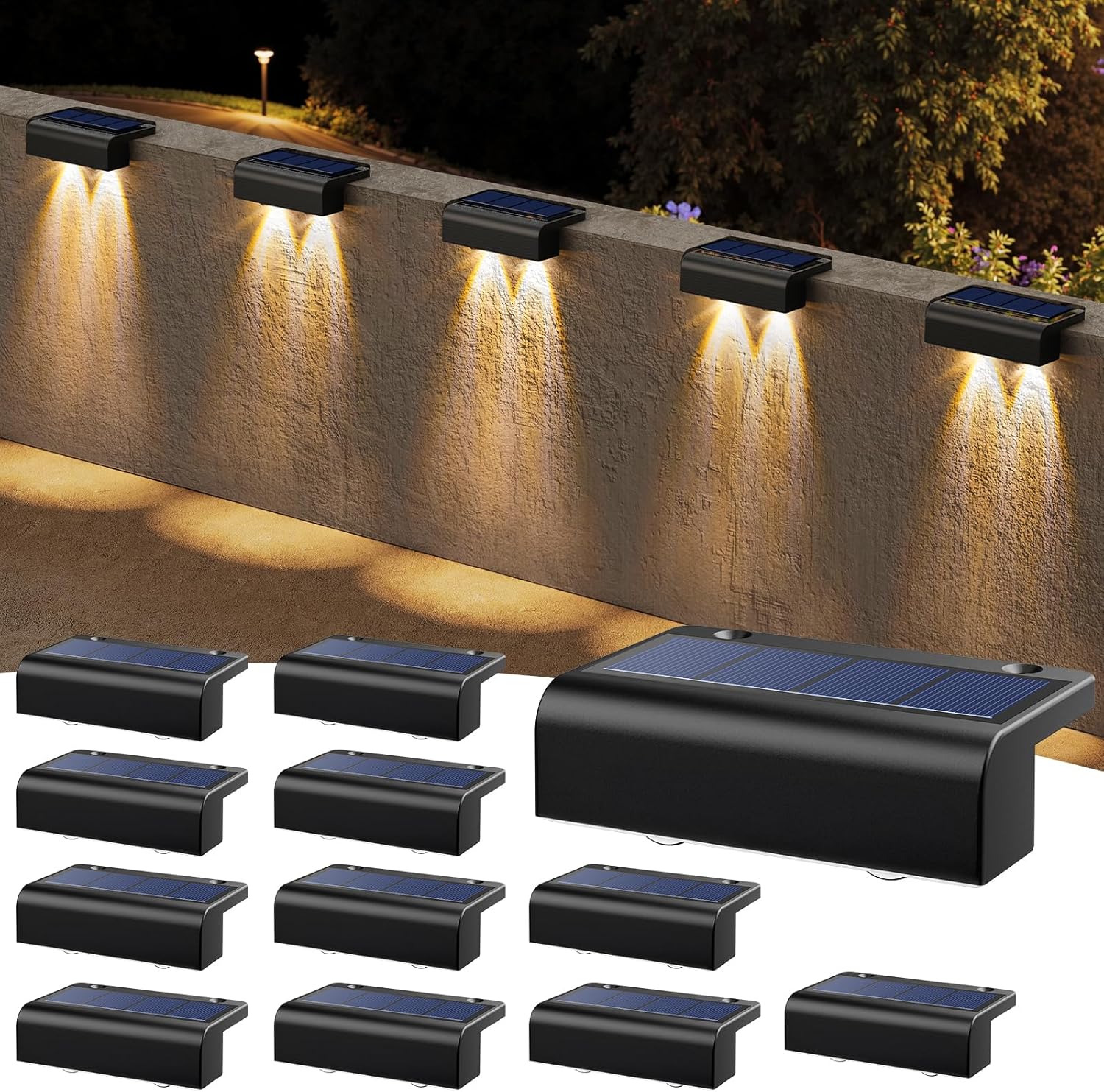 Bridika 12 Pack Solar Deck Lights for Outdoor Safety and Style