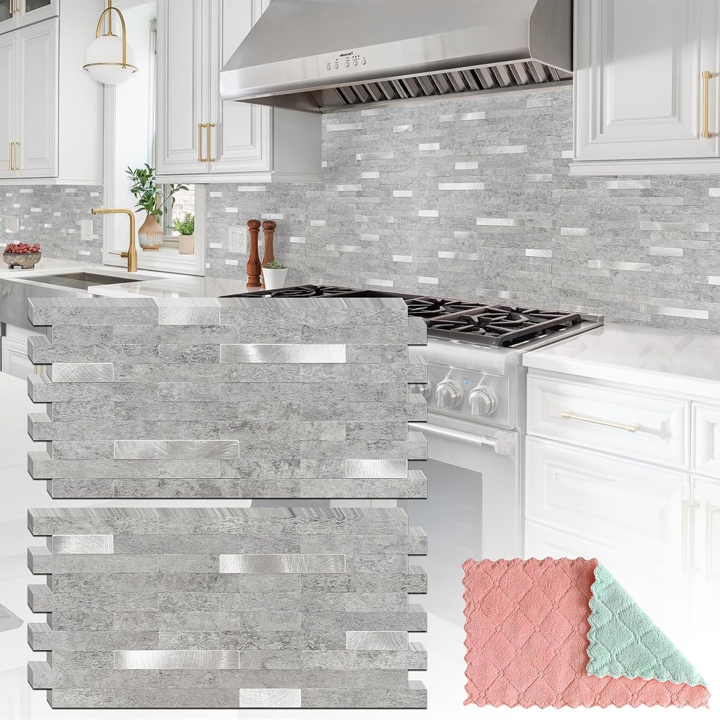 20 Sheets Peel and Stick Backsplash for Kitchen Slate Gray