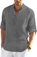 Men's Stylish Cotton Linen Henley Tees for Casual Wear by COOFANDY