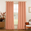 Terracotta Linen Curtains 90 in Long for Bedroom - Textured Privacy