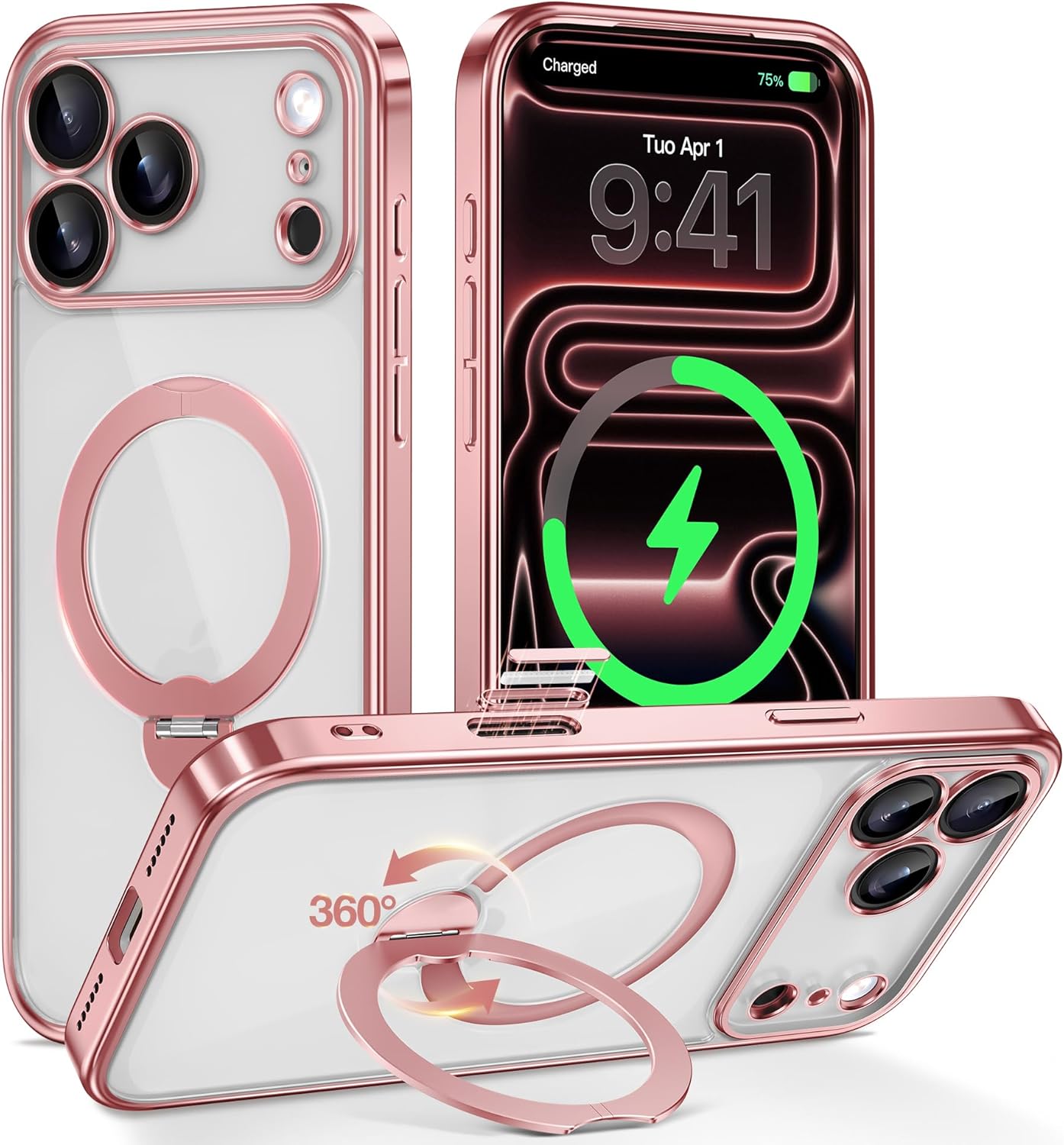 GolbinBox iPhone 17 Pro Max Case with 360 Spin Magnetic Stand