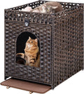 Snughome Rattan Cat Litter Box Enclosure - Hidden Indoor Pet House