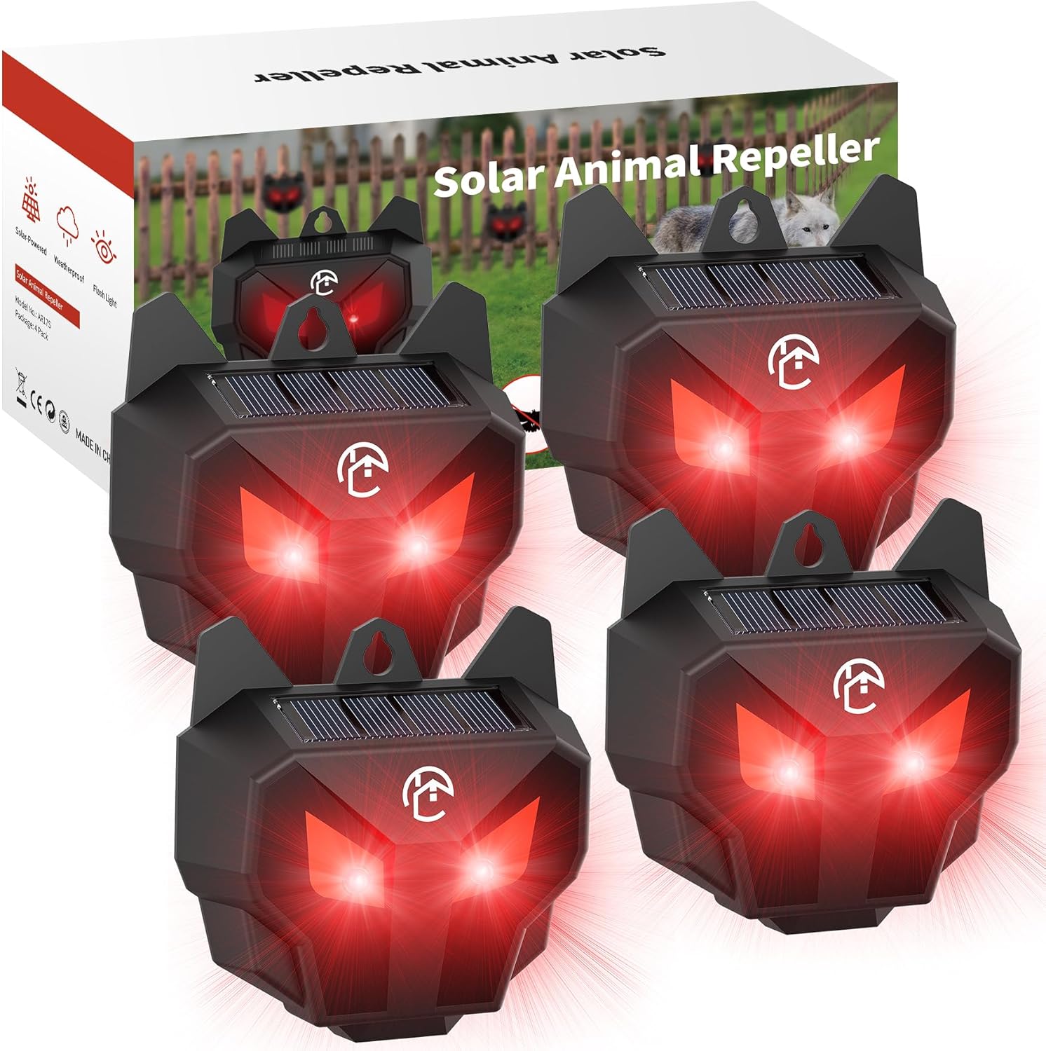 Solar Nocturnal Animal Repeller with Red LED Lights for Yards