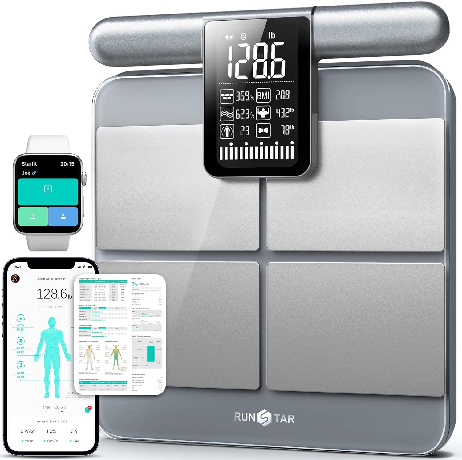 Runstar Smart Scale for Body Weight and Fat Percentage Measurement