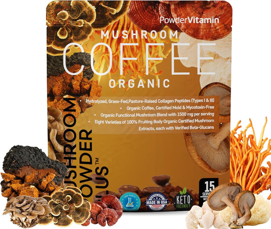 Premium Mushroom Coffee + GrassFed Collagen Blend | Focus Energy Immunity