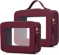 Clear Makeup Bag Set - TSA Friendly Travel Cosmetic Organizer