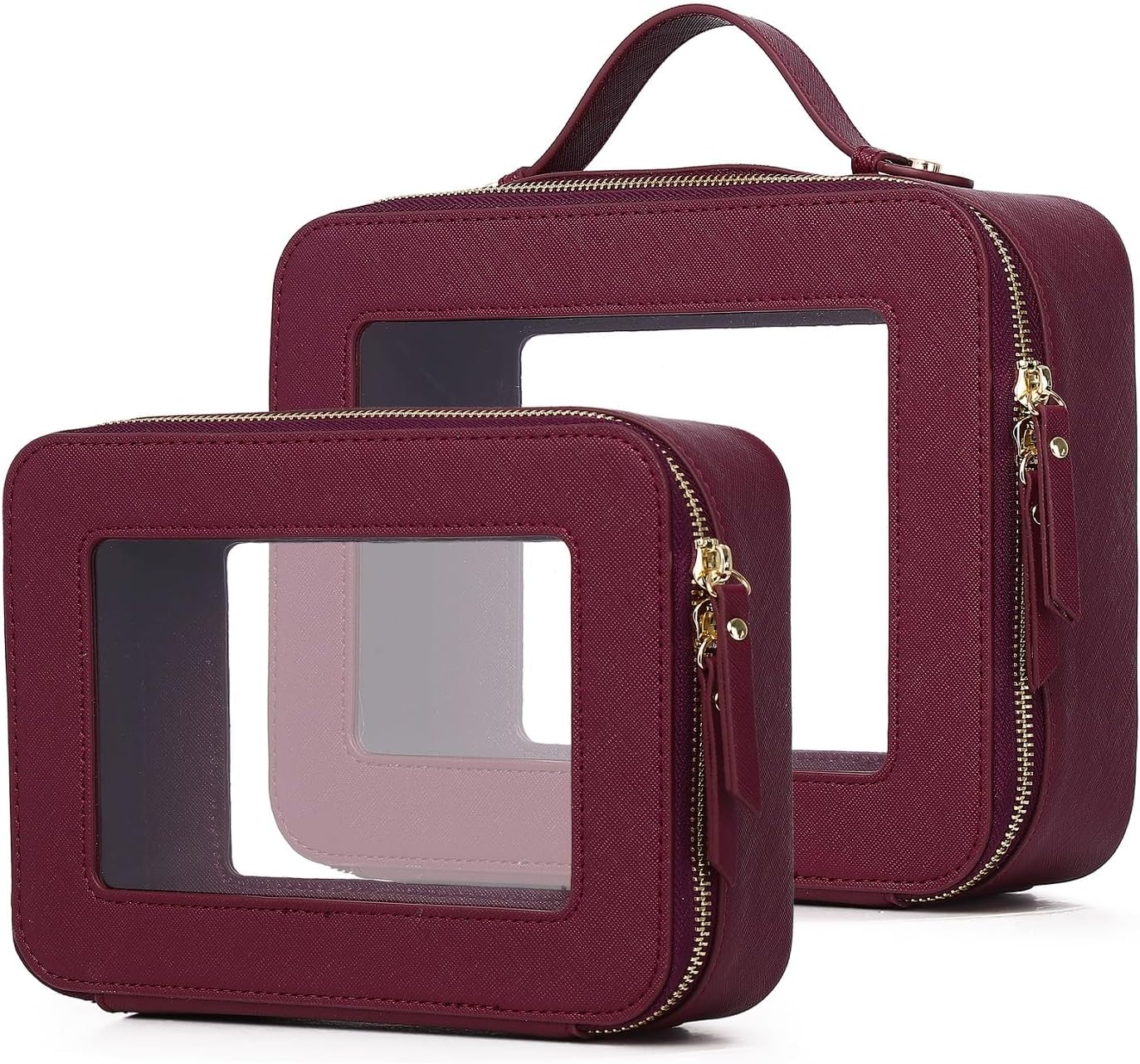 PINKMIK Clear Makeup Bag Set for Women - Travel Organizer Case