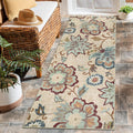 Beeiva Floral Runner Rug 2x5 Ultra Thin Beige - Safe, Washable Runner