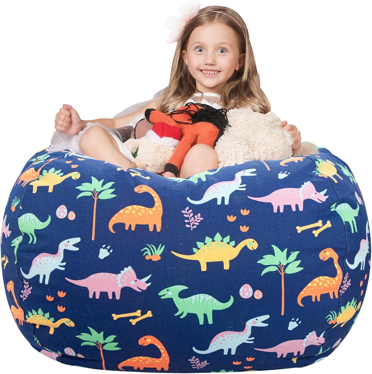 WEKAPO Stuffed Animal Storage Bean Bag Chair Cover for Kids