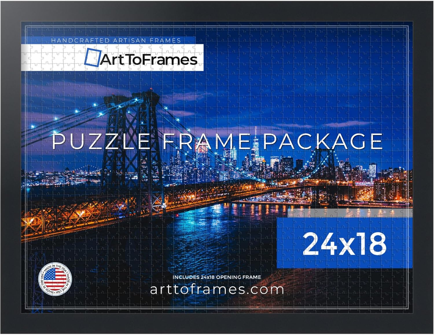 ArtToFrames 24x18 INCH Black Frame for 300 Piece Puzzles