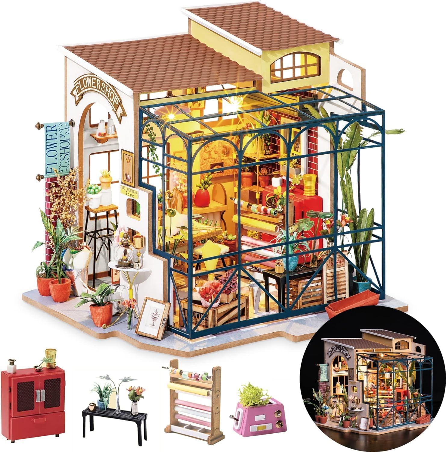 Rolife DIY Miniature House Kit Flower Shop for Creative Fun