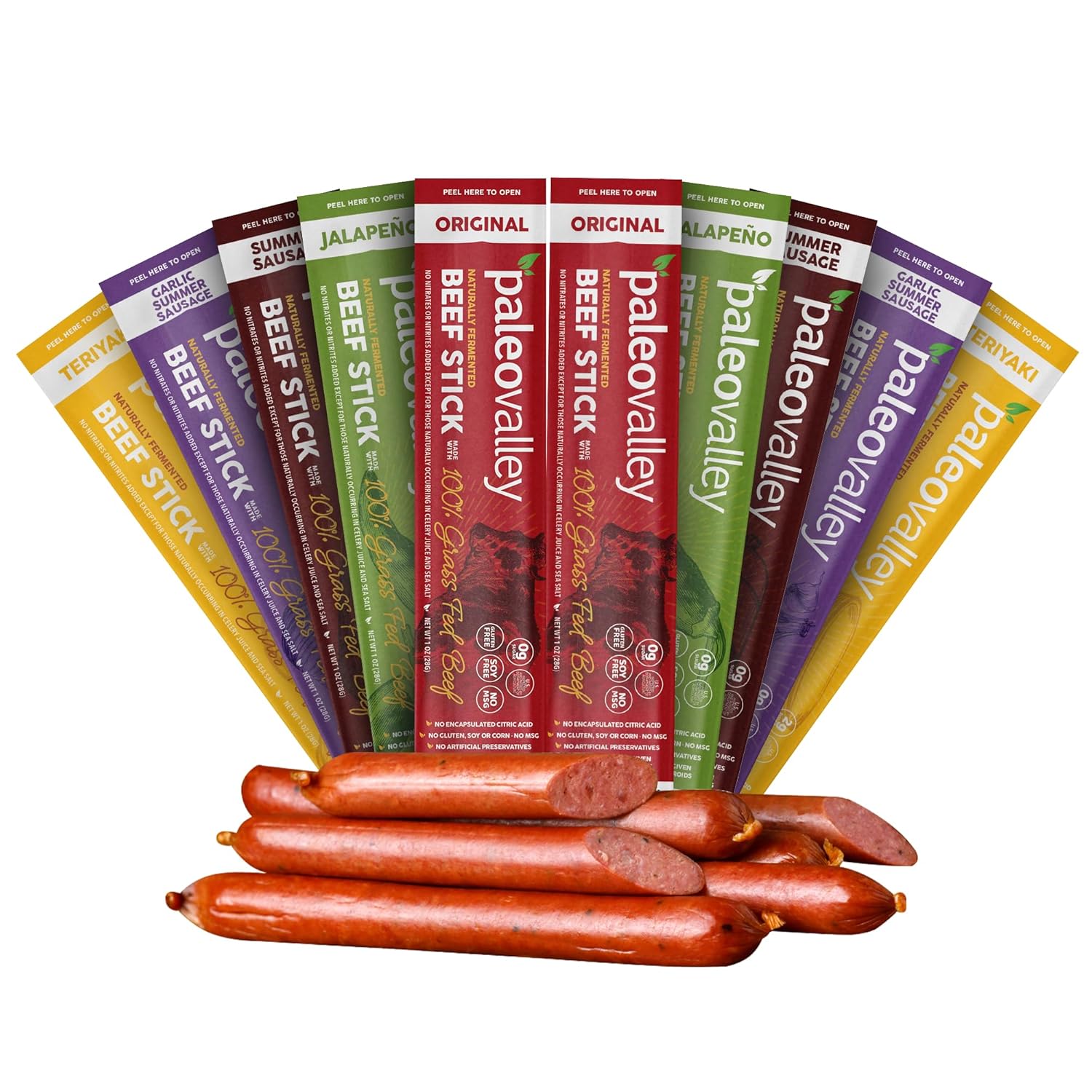 Paleovalley 100% Grass Fed Beef Sticks - High Protein Snack